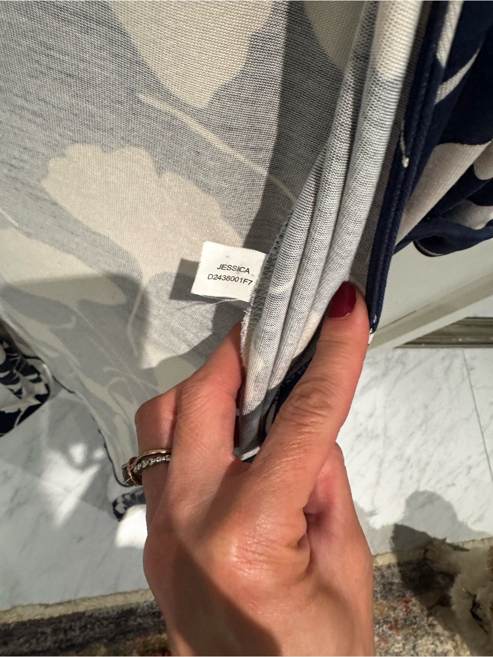 Diane Von Furstenberg Navy and White Printed Wrap Dress - Picture 4 of 7